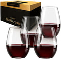 Libbey Signature Red Wine Glasses Set of 4, Elegant, Dishwasher Safe Glass Stemless Wine Glasses, Elegant Wine Glasses for Weddings, Birthdays & More