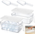 Havawish 4 Pcs Ice Storage Bin for Freezer with Lid and Flexible Scoop Set Plastic Ice Container with Lid Handle for Home Office Fridge Storage (12.6 x 6.3 x 4.33 Inches,White)