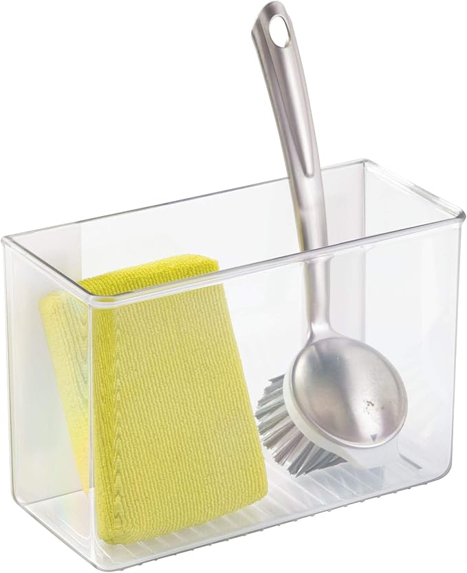 iDesign AFFIXX Plastic Wall Mount Organizer for Kitchen, Bathroom, Office, Bedroom, Garage, Craft Room, 3.5" x 8" x 5.5", Clear