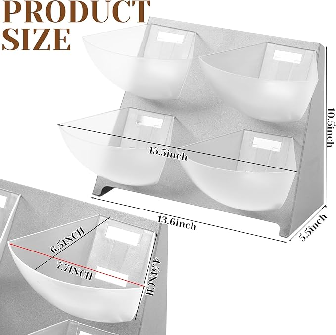 DoubleFill 15.5''x10''x 10.5'' Coffee Condiment Packet Organizer with 4 Removable Compartments Steel Coffee Caddy Station Creamer Sugar Tea Holder for Bar Countertop Office Kitchen Accessories(Silver)