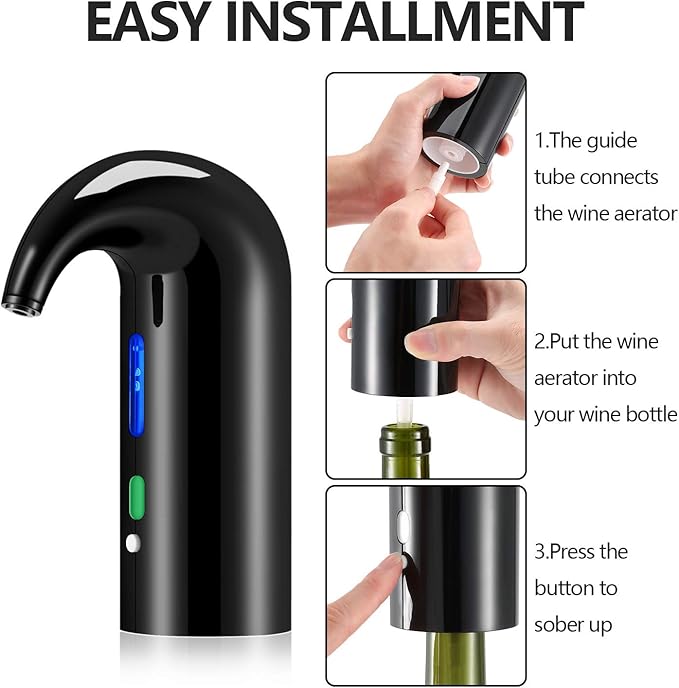 Electric Wine Aerator & Automatic Wine Dispenser – 1-Button Instant Aeration, Decanter Wine Pourer for Red & White Wine, USB Rechargeable Wine Accessories – Best Wine Valentines Gift for Women & Men