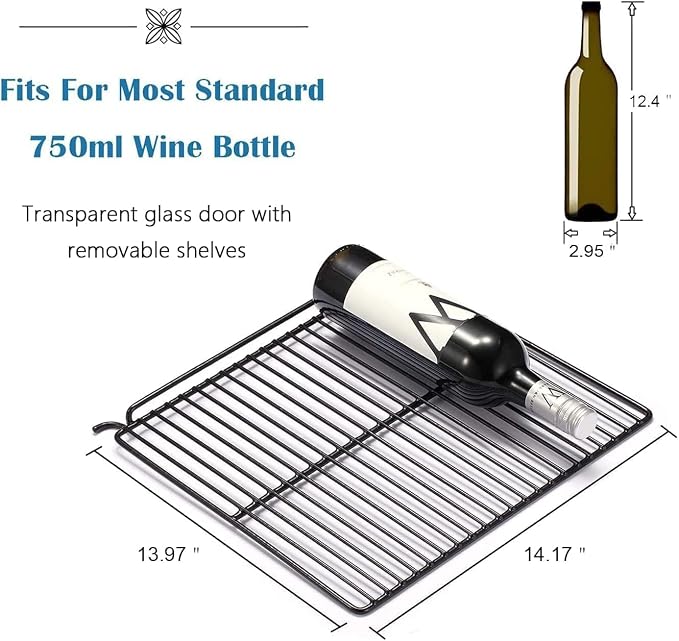 Antarctic Star 26 Bottle Wine Cooler/Drink Beverage Refigerator Small Wine Cellar for Soda Beer Counter Top Bar Wine Freestanding Clear Glass Door for Home Office or Bar 3.1cu.ft, Silver