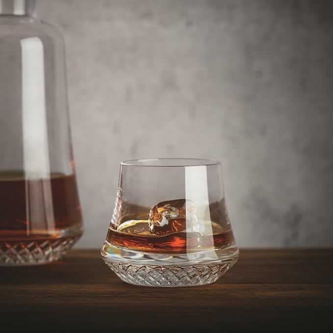 NUDE Whiskey Glasses Set of 4 SOF – 8.5 oz Premium Lead-Free Crystal Old Fashioned Rocks Glasses for Whisky, Scotch & Bourbon – Heavy Base, Dishwasher Safe, Luxury Gift Boxed Set Barware