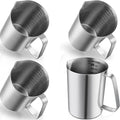 Copkim 4 Pcs Stainless Steel Pitcher with Handle and Pour Lip 16OZ, 500ML, 2 Cup Metal Liquid Measuring Cup Measuring Jug Milk Frothing Pitcher for Milk Latte Art Water Pouring