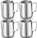 Honeydak 4 Pcs Milk Frothing Pitcher 304 Stainless Steel Steaming Pitchers for Coffee Bar Cappuccino Barista Tools Milk Jug Steamer Frother Cup (20 oz)