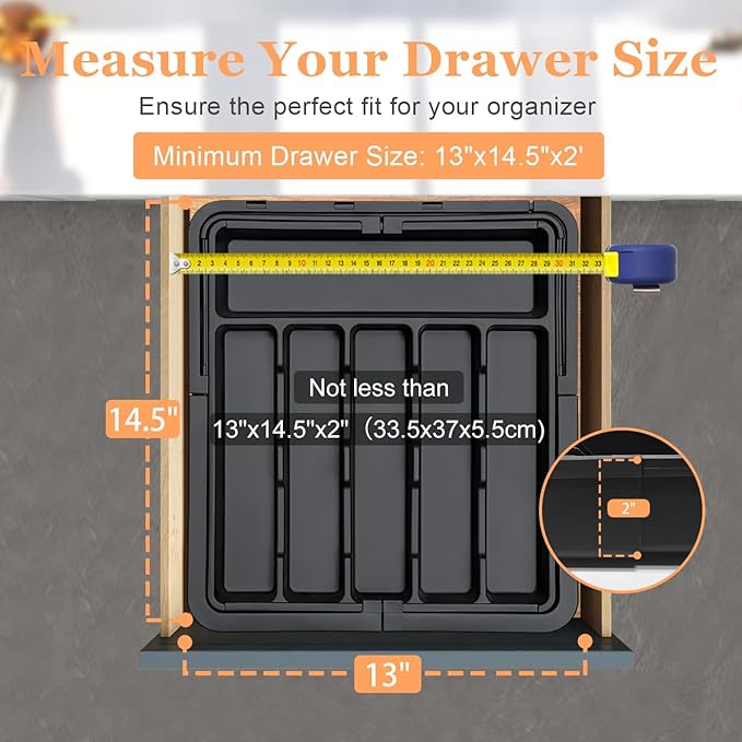 Spaclear Expandable Silverware Organizer Large Adjustable Utensil Drawer Organizer