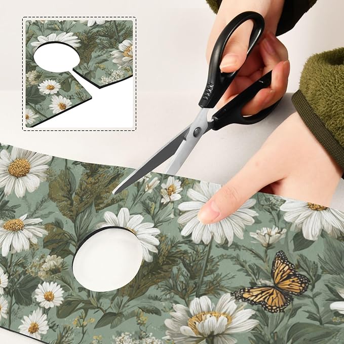 Kitchen Sink Splash Guard 1 PC 30 Inch Sink Faucet Mat Splash Guard for Bathroom Countertop Water Absorbent Foldable Cuttable Soft Washable Summer Daisy Butterfly Green