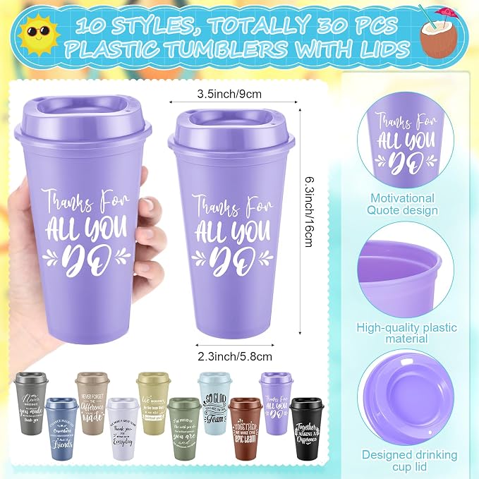 Teenyyou 90 Pcs Employee Appreciation Gift Set, 16oz Tumbler with Lid Notebook Pen Bulk Thank You Gift Holiday Party Favor for Teachers Office Coworker Teacher Staff Team (Dark Color,Classic Style)