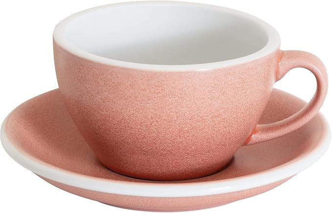 Loveramics Matt Cappuccino Cup, 8 oz Ceramic Latte Art Mug with Saucer, Thick-walled stoneware cup Set, Barista Latte Cup Set for Latte, Cappuccino, Tea - Mineral Colors (Cinnabar, 8OZ)