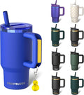 Frost Buddy Thicc Buddy - 16 oz Stainless Steel Vacuum Insulated Tumbler with Lid and Straw for Water - Travel Mug Cupholder Friendly - Gifts for Women Men Him Her (Royal)