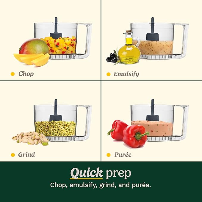 Cuisinart Mini-Prep Plus Food Processor, 24-Ounce Mini Food Processor to Chop Herbs, Vegetables, and Hard Cheese, 24-Ounce Work Bowl, Reversible Stainless Steel Blade, DLC-2A, White