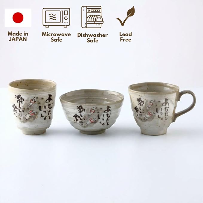 Mino Ware Japanese Coffee Mug Set of 2, Japanese Tea Cups, Jizo Statue Design, 8.8 oz, Handmade Ceramic Coffee Mug