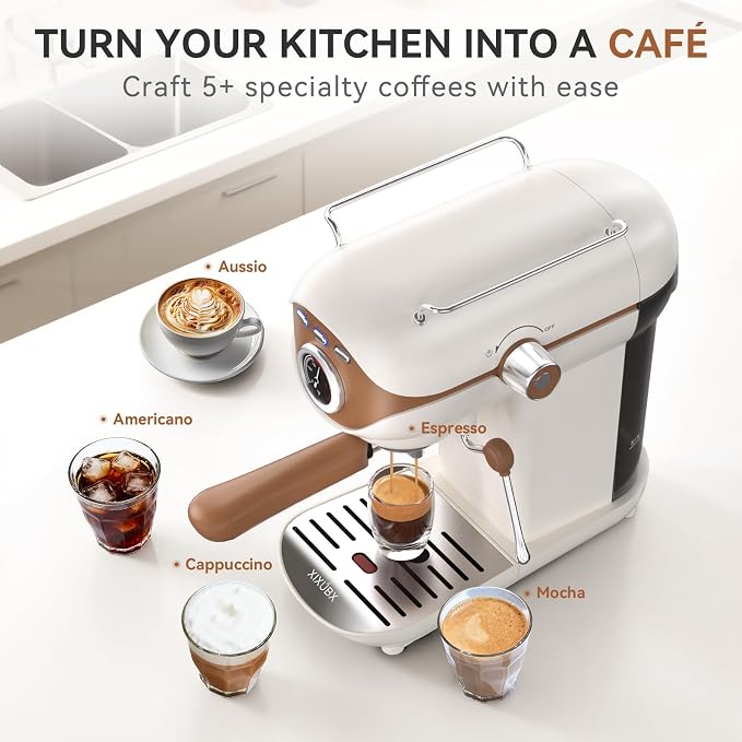 XIXUBX Espresso Machine 20 Bar, Professional Coffee Machine with Milk Frother Steam Wand, Compact Latte Cappuccino Maker for Home, PID Temp Control Espresso Maker, Coffee Maker Small