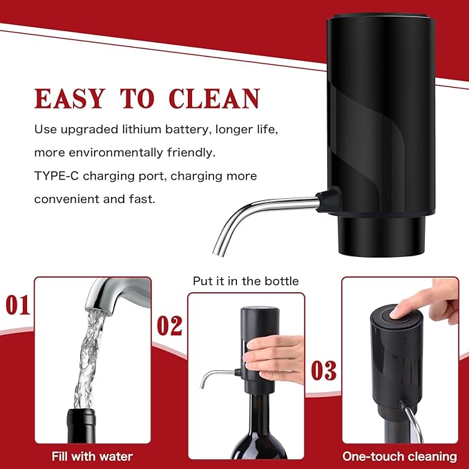 BLUBYEES Electric Wine Aerator Pourer with USB Rechargeable, Automatic Wine Bottle Dispenser Machine and Multi-Smart Wine Decanter, Perfect Wine Gifts for Wine Lovers