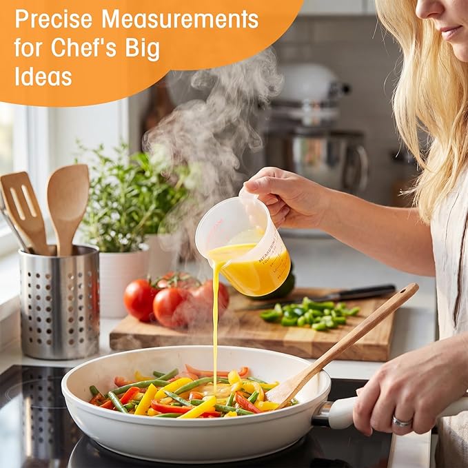Kanayu 36 Pcs Plastic Measuring Cup Clear Measuring Mug with Spout and Handle Grip Capacity Clear Graduated Pitcher for Kitchen Flour Water Liquids (Red,8 Oz, 1 Cup)