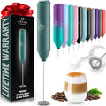 Zulay Kitchen Milk Frother Handheld Battery Operated – Electric Drink Mixer for Coffee, Lattes, Cappuccinos, Matcha & Hot Chocolate – Portable Foam Maker & Coffee Bar Accessory - Dark Green