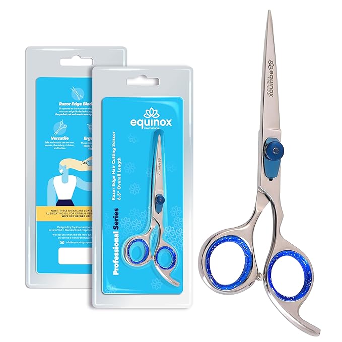 Equinox Razor Edge Series Professional Hair Scissors - 6.5” Premium Japanese Stainless Steel Hair Cutting Scissors, Hair Shears, Hair Razors for Hair Cutting, Barber Accessories & Hair Salon Supplies
