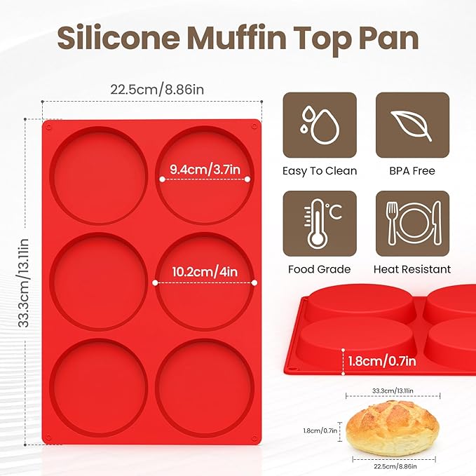 Redfly 2 Pack Silicone Egg Molds with 2 Pack Air Fryer Silicone Liners, 4Inch Jumbo Muffin Pan Sets