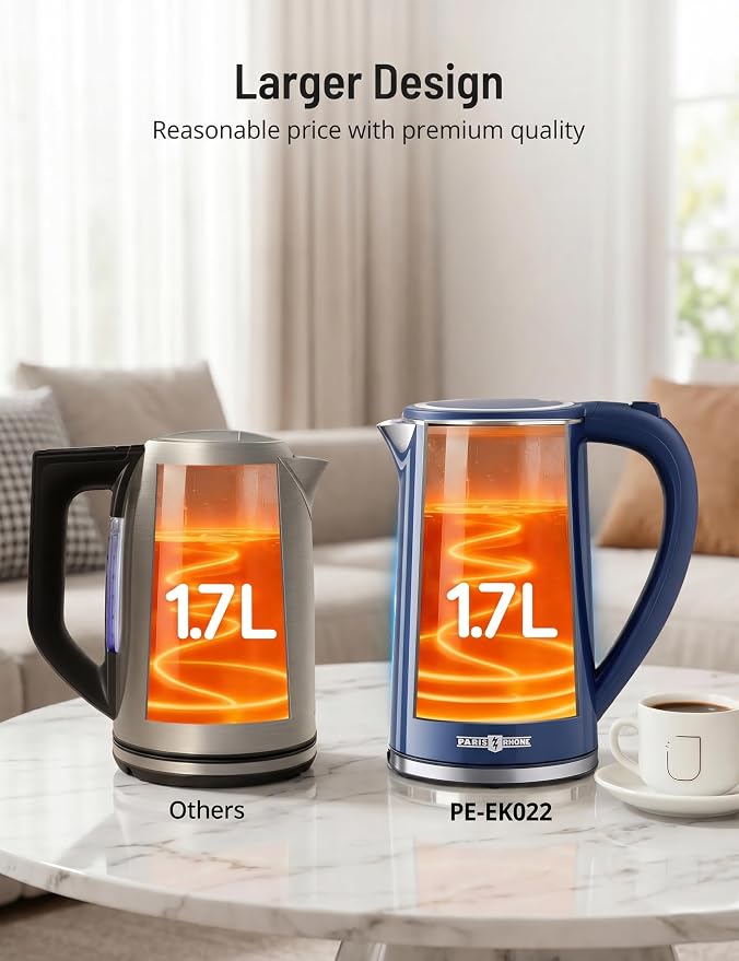 Electric Kettle Temperature Control, 1.7L Large Electric Tea Kettle, 4H Keep Warm Hot Water Boiler with 6 Presets, LED Screen Electric Kettles for Boiling Water, Boil-Dry Protection, BPA Free