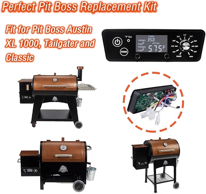 Digital W/LCD Display Control Board Thermostat Kit for Pit Boss Pellet Grill Smoker Austin XL, Replacement Parts Includes Meat Probes,Temp Sensor & Ignition Hot Rod
