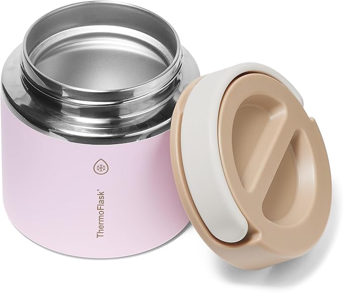 ThermoFlask Insulated Food Jar with Leakproof Lid (20 oz, Blush Sandstone) - Stainless Steel Food Containers for Hot & Cold Meals, Lunch, Soup & Snacks