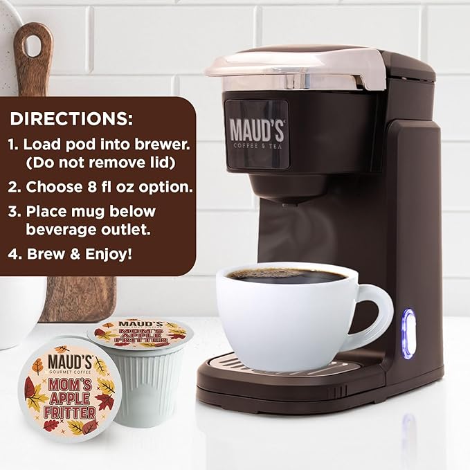 Maud's Maple Vanilla Flavored Coffee Pods, 18 ct, Medium Roast Flavored Coffee in Single Serve Pods – 100% Arabica Beans, Compatible with Keurig K Cups Maker