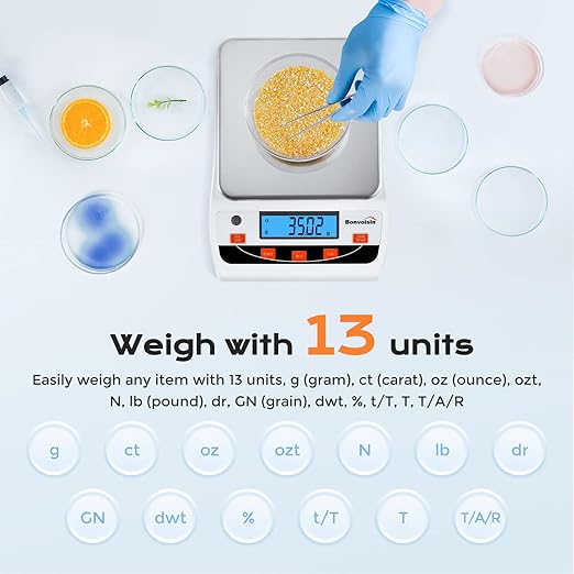 Bonvoisin Lab Scale 5000g/0.01g High Precision Laboratory Scientific Scale 0.01 Gram Accuracy Electronic Analytical Balance Digital Kitchen Jewelry Scale (5000g, 0.01g)