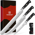 KEEMAKE Carving Knife Set - 12" Brisket Knife & 10" Butcher Knife & Boning Knife Set for Meat Ham Cutting Razor Sharp with Ergonomic Handle Full Tang Design