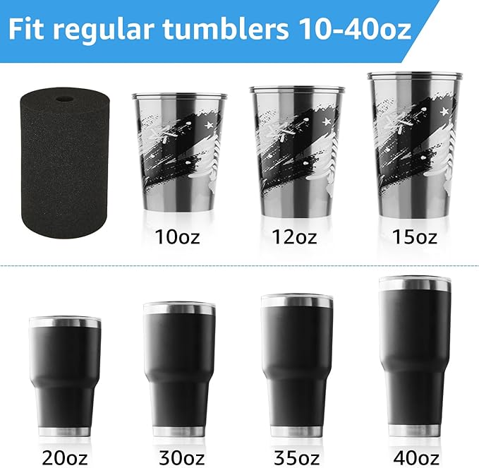 12Pcs Cup Turner Foam Tumbler Foam Insert for Tumblers Crafting 10oz-40oz Tumbler Turner Foam for 3/4 Inch PVC Pipe