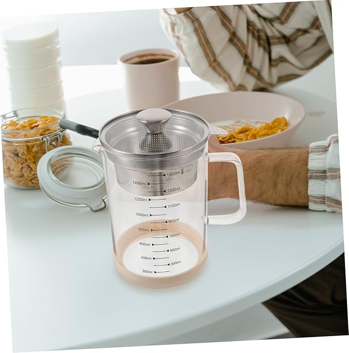 Strainer Soybean Milk Filter Jug with Scale High Borosilicate Glass Tea Strainer for Juices Smoothies and Milk Capacity Efficient Filtering for Honey and Herbal Teas