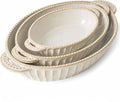 Casserole Dish for Oven, Ceramic Baking Dishes Set, Oval Hobnail Bakeware Set of 3, 9.25"/12.28"/14.37" Baking Dishes with Handle, Deep Lasagna Pan for Roasting, Holiday Dinner, Wedding Gifts, Arctic White