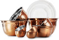 COOK WITH COLOR 18 Piece Mixing Bowls Set with Airtight Lids, Handcrafted Stainless Steel Bowls, Food Storage Containers, Meal Prep, Nesting Salad Bowls For Cooking, Baking, Kitchen, Copper - Hammered