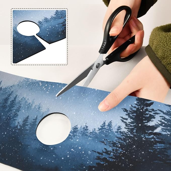 Kitchen Sink Splash Guard 2 PCS 30 Inch Sink Faucet Mat Splash Guard for Bathroom Countertop Water Absorbent Foldable Cuttable Soft Washable Watercolor Winter Mountain Blue