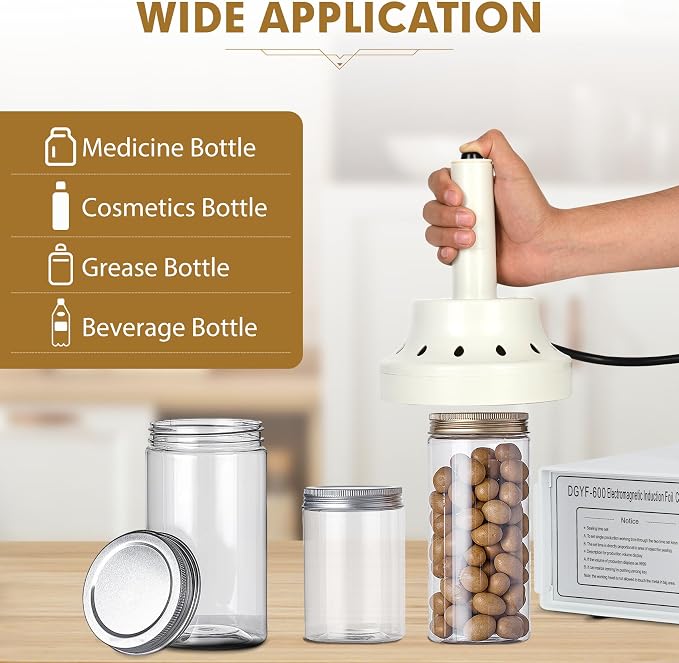 20mm-130mm Portable Handheld Induction Sealer，Bottle Cap Sealer for Plastic, Glass Bottles，Induction Heat Sealer 110V