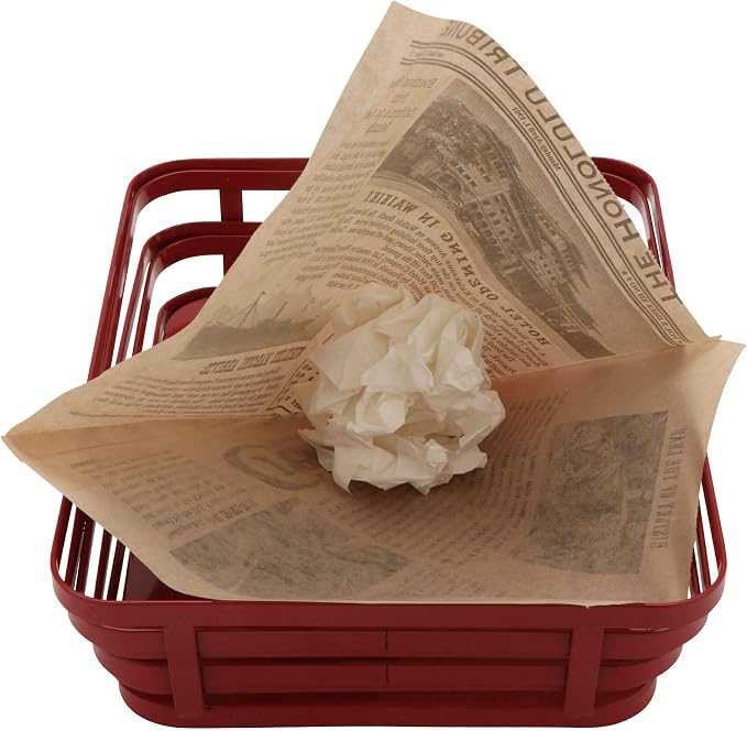 G.E.T. 4-T6000 Appetizer/Serving Basket Tissue Liner Paper, 7" x 7", Honolulu Newsprint (Case of 2000)