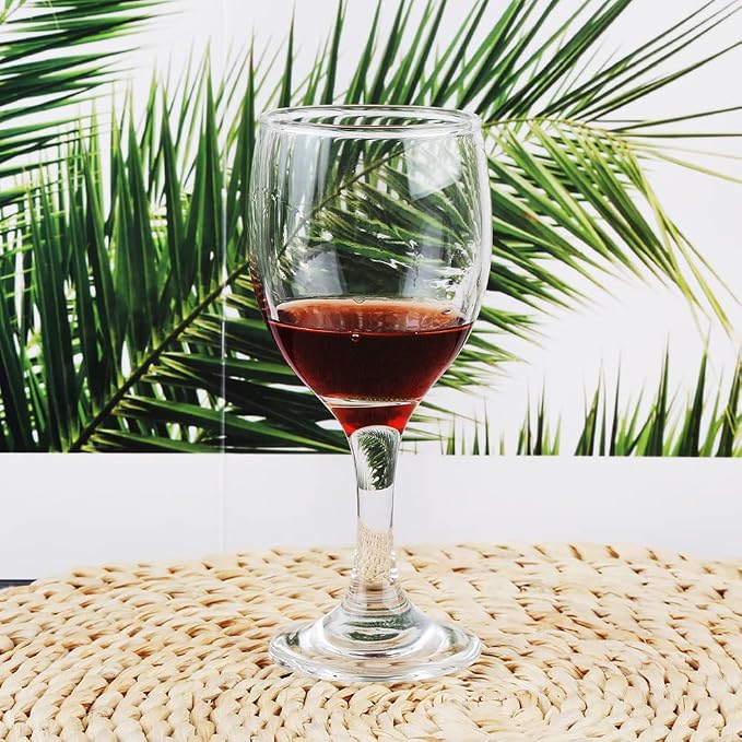 HEIGHT 5.6 Inches 120ML 4 Ounce - Set of 12 Classic Red Small Wine Glasses Durable Clear White Lead-free Glass Cup For Party (Glass, 12Pcs4OZ)