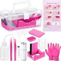 LemonRoad 15 Pcs Snow Globe DIY Tumbler Tool Kit Include Storage Box Squeeze Bottle Funnel Silicone Cup Cradle Measuring Cup Flashlight for Beginner Making Supplies Thanksgiving Day Gifts (Hot Pink)