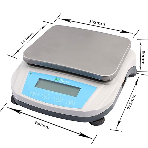 U.S. Solid 0.1g Electronic Precision Balance Lab Digital Balance Scale, RS232 & USB Interface, AC100V-240V & DC4x1.5V, 19 Measurement Units (3kg)