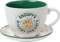 Silver Buffalo Peanuts Snoopy's Bakery and Cafe Cookie Pattern Oversized Ceramic Teacup and Saucer Set, 22 Ounces