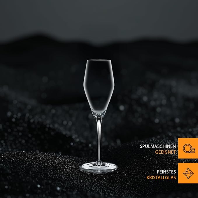 Nachtmann ViNOVA Champagne – Set of 4 Lead-Free 9.5 oz Diamond-Shaped Crystal Stemware with Point Design, Sophisticated Drinkware for Prosecco, Sparkling Wine, Weddings, Elegant Dining