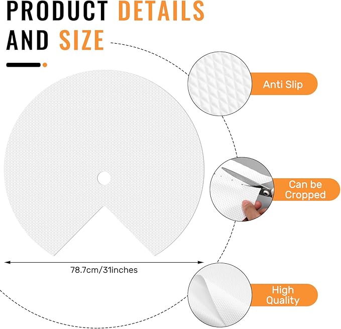 2 Pcs Lazy Susan Shelf Liner 31 Inch EVA Lazy Susan Shelf Liner Non-Adhesive Protection Mats for Cabinet Fridge Refrigerator Pantry Sink Cupboard Storage (Diamond Pattern,White)