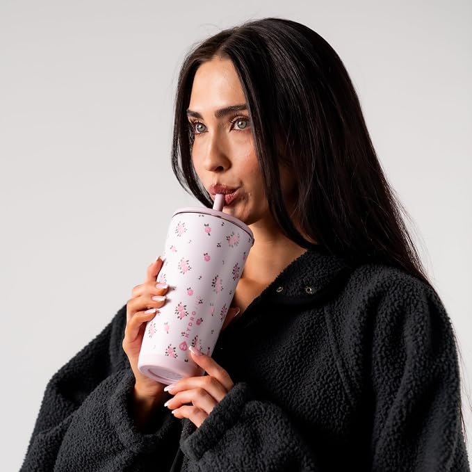 HydroJug Everyday Tumbler 20 oz, Ceramic-Lined Straw Cup, Wildrose