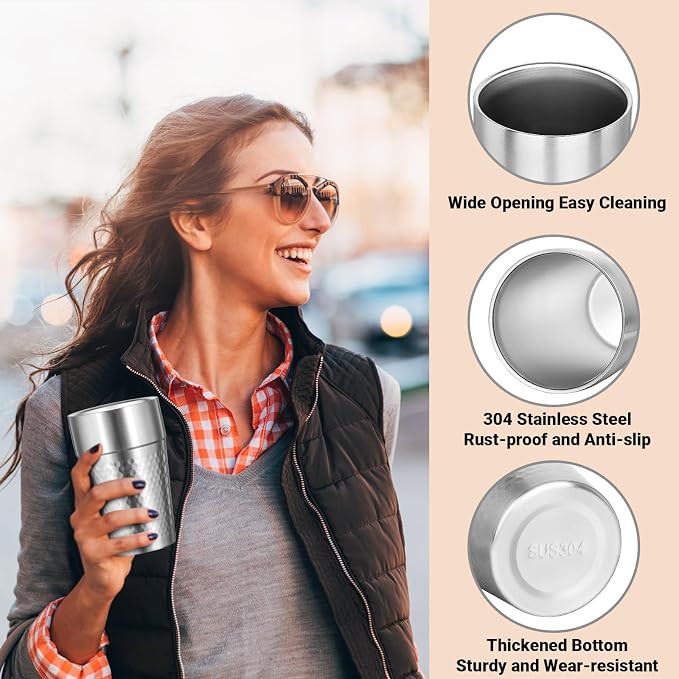 Stainless Steel Double Wall Cup, 16 oz Insulated Tumbler, 4 Pack Unbreakable Stackable Water Tumblers Insulated Metal Cup Premium Drinking Glasses for Travel Camping Home Outdoor