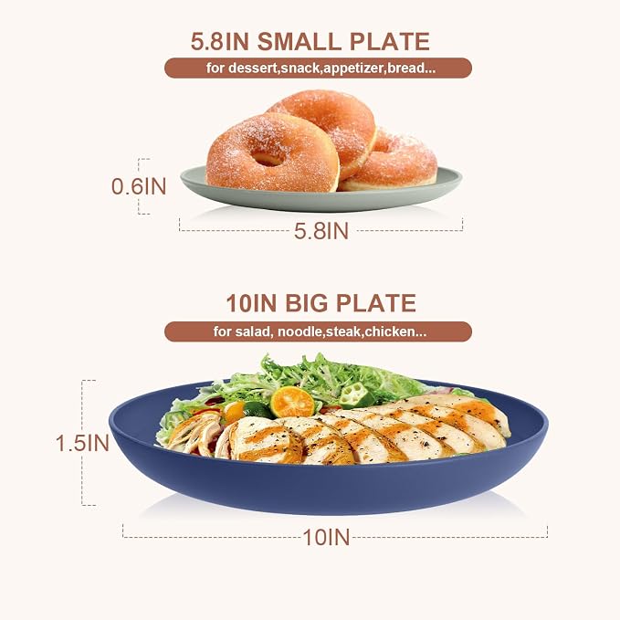 Wheat Straw Dishes Sets for 8, Reusable Plastic Dinnerware Sets 32-Piece, Plates Set, Bowls Set, Tumblers, Microwave Safe Plate and Bowl Set for Dinner,Kitchen, Camping - Island Series