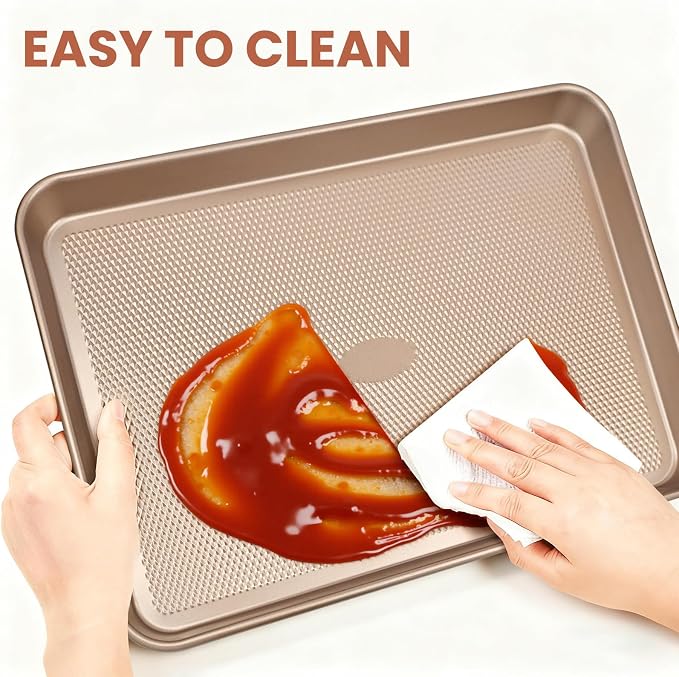 2 Pack Baking Sheets with 2 Wire Racks & 50 Pre-Cut Parchment Papers | Heavy Duty Nonstick Cookie Pans (17.5"x11.8") | Warp-Resistant Oven Roasting Set for Meal Prep & Holiday Gifts