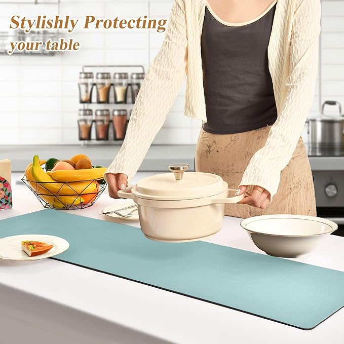 Teal Trivet Table Runner for Hot Dishes Plates Heat Resistance Pot Holders Anti-Slip Hot Pad Mats 11.8 * 39.4 Inches