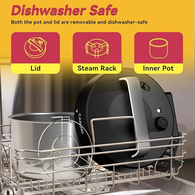 Electric Pressure Cooker 6 Qt, 9 Functions Programmable Instant Pot with IMD Touchscreen, Rice Cook, Slow Cook, Steam, Sauté, Warm, 16+ Safety Features, 1000W Black
