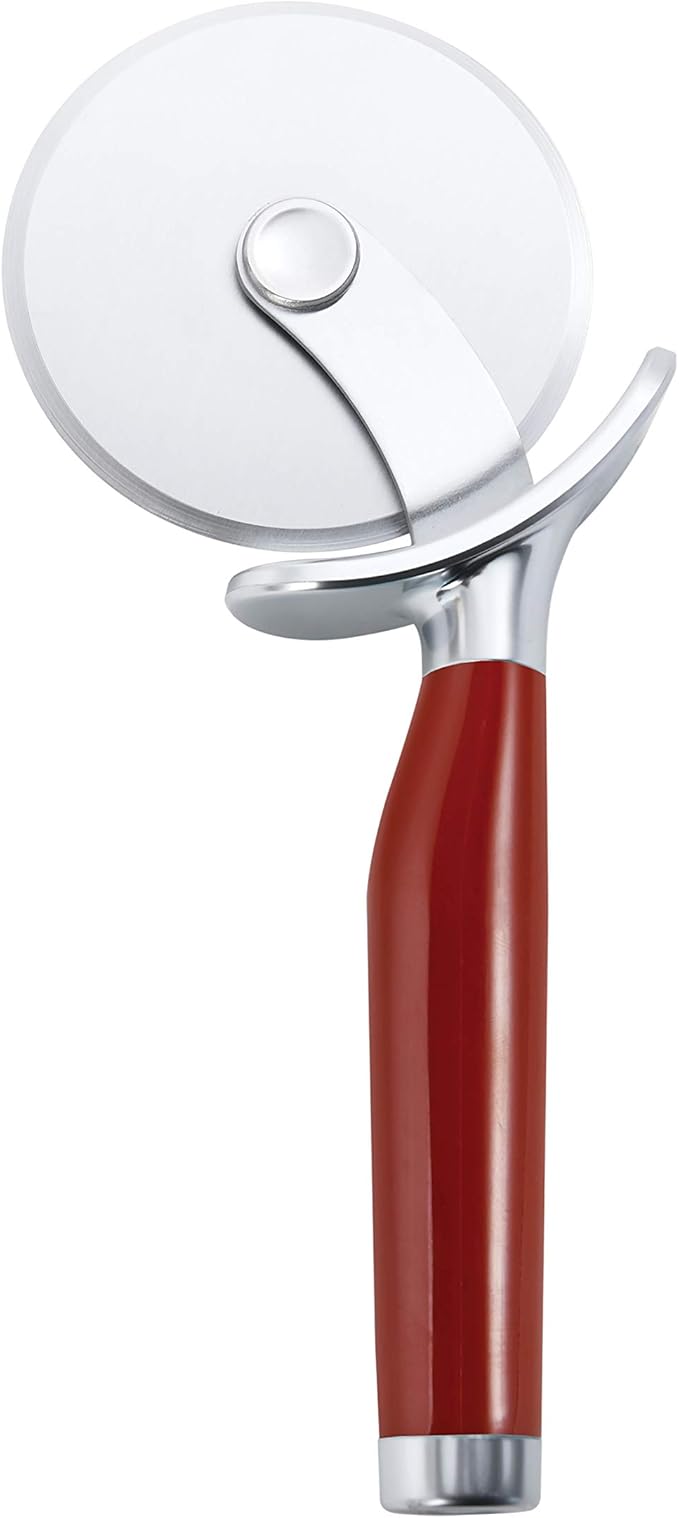 KitchenAid 8.72-Inch Stainless Steel Shears and 9-Inch Pizza Wheel with Sharp Blade and Built In Finger Guard, Red