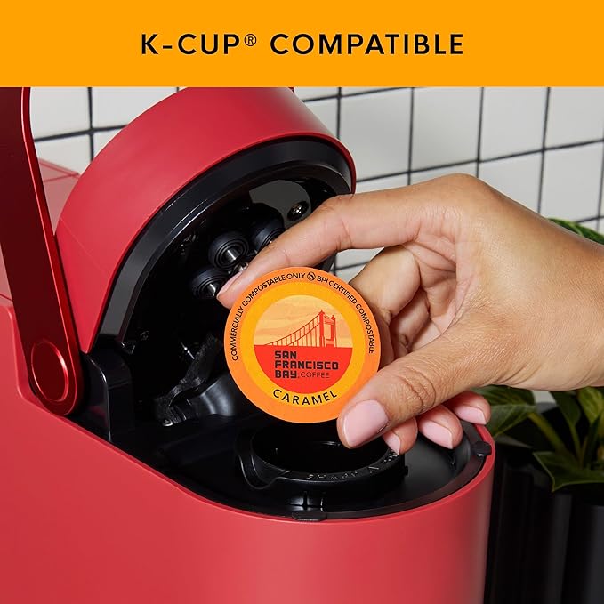 San Francisco Bay K-Cup Coffee Pods, Caramel (80 ct), Medium Roast, Commercially Compostable Single-Serve Flavored Coffee Pods
