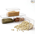 Clear Storage Bins with Lids 4 Packs, Stackable Transparent Storage Containers, Food Grade Fridge Kitchen Cabinet Organizer, Storage Boxes for Fruits , Bathroom and Pantry Organization (4 Small)